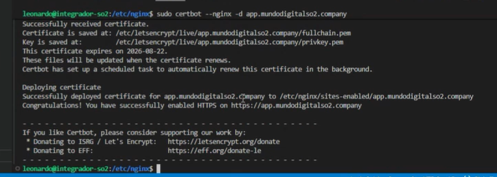 Captura Paso 7 - Certbot output